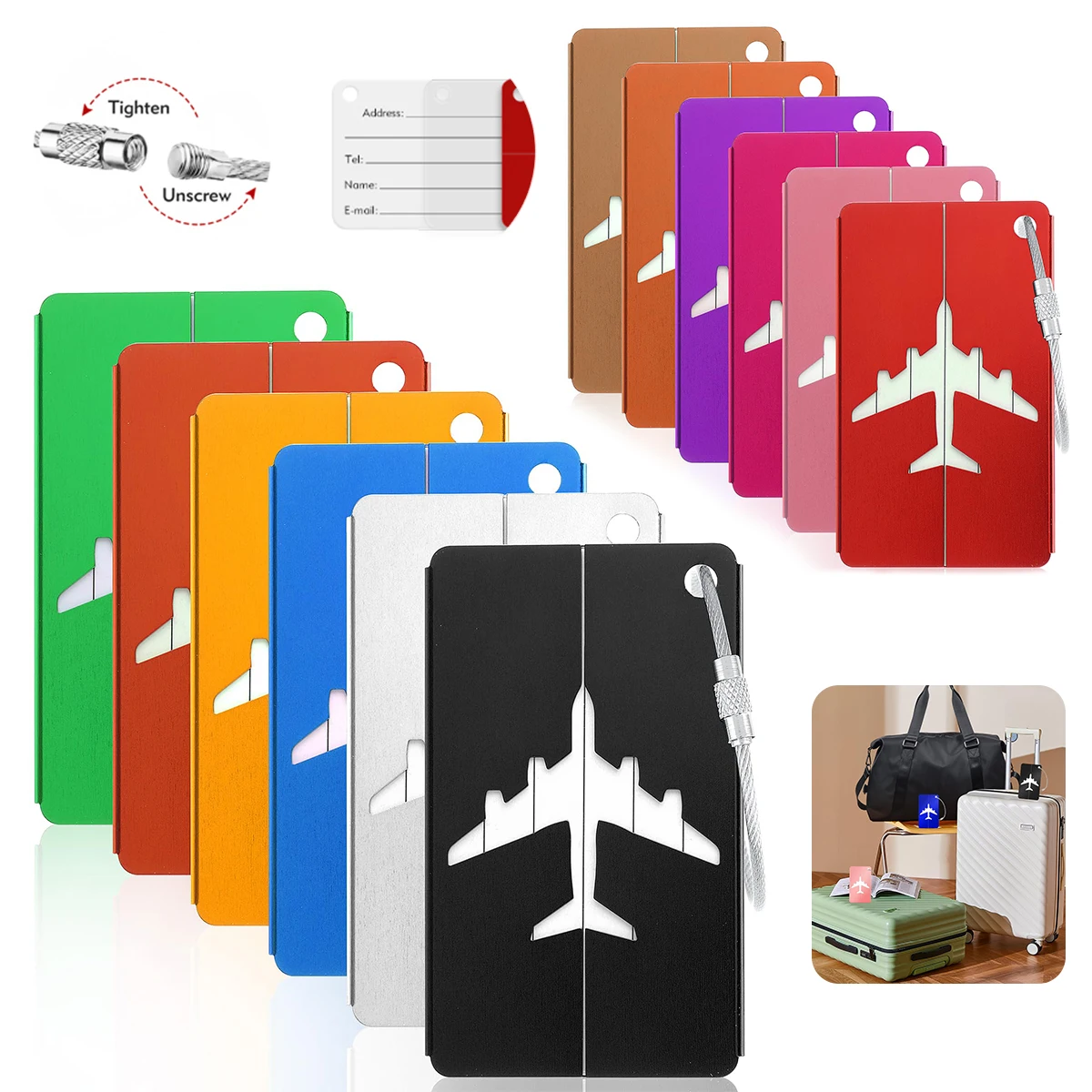Travel Accessories On Plane - Tag Bagasi Perjalanan Bahan Aloi Aluminium