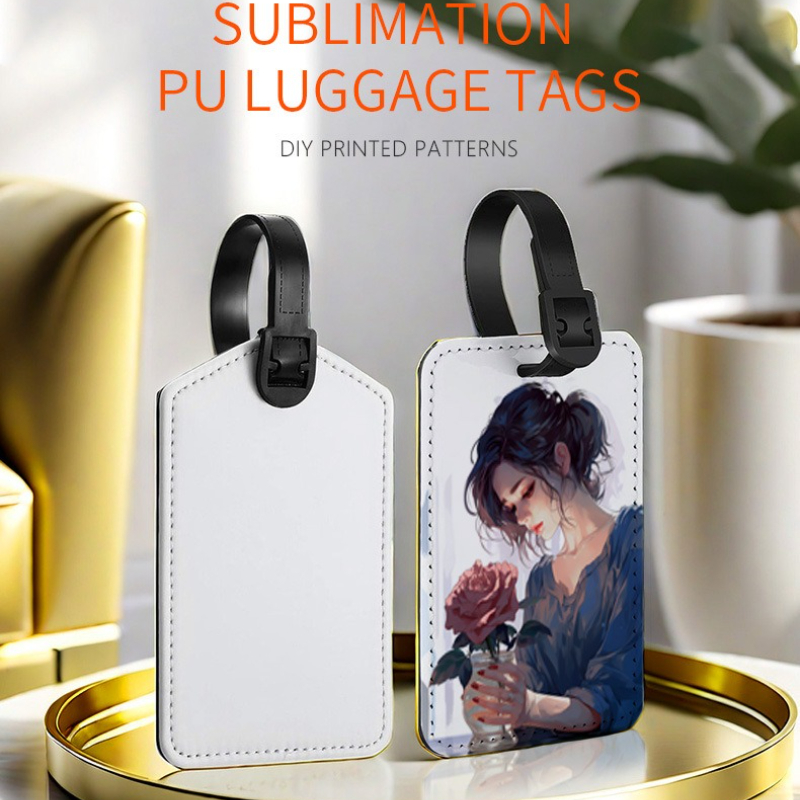 Travel Accessories High End - Tag Bagasi Kulit PU Gambar Kustom