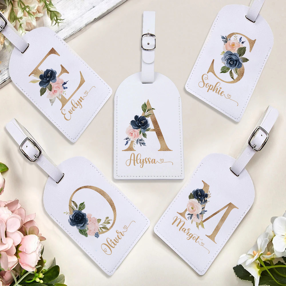 Travel Accessories Gifts For Her - Tag bagasi Monogram pribadi diinisial dengan