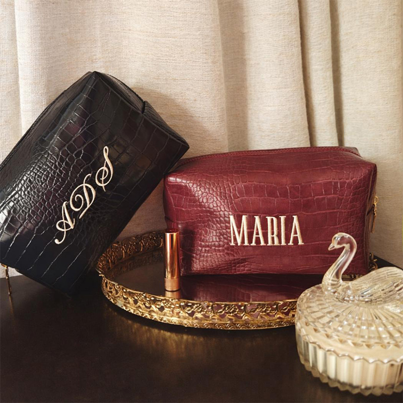Travel Accessories Gifts For Her - Tas Makeup Bordir Motif Buaya, Pouch