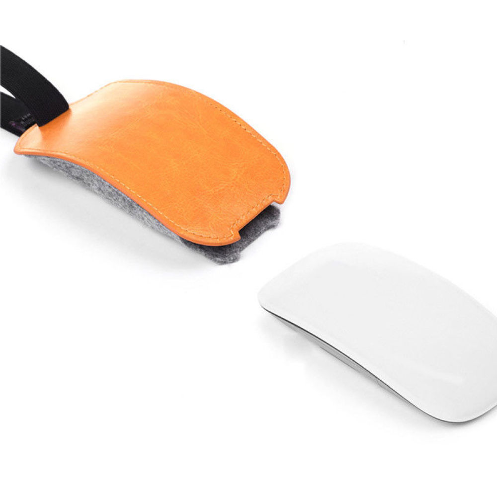 Travel Accessories Apple - Kantong Mouse Kulit PU Oranye Tas